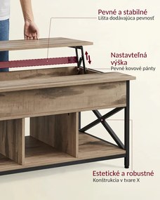 GASPAR állítható magasságú konferencia asztal, 60x100x(48-62)cm, tevebarna/fekete