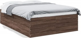 vidaXL barna tölgyszínű szerelt fa ágykeret 135 x 190 cm