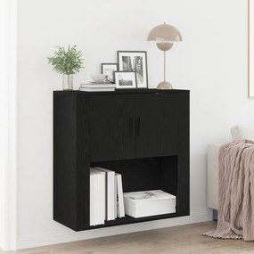 Falipolc Fekete tölgy 80x33x80 cm Szerelt fa