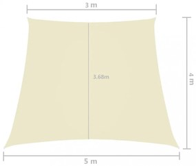 krémszínű trapéz alakú oxford-szövet napvitorla 3/5 x 4 m