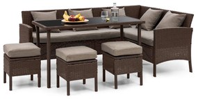 Titania Dining Lounge Set, kerti ülőgarnitúra, asztallal, barna