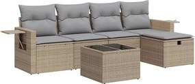 vidaXL 6 részes bézs polyrattan kerti ülőgarnitúra párnával