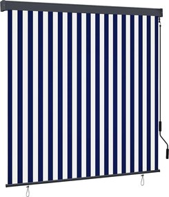 vidaXL Roletta Csíkos Kék és Fehér 180 x 250 cm Szövet és Alumínium