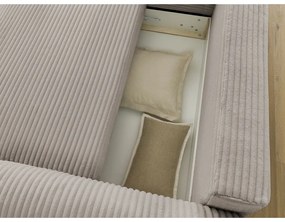 Világosszürkés bézs kordbársony kinyitható sarokkanapé (bal oldali) Lucien – Bobochic Paris