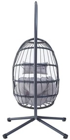 Szürke Függőszék Fémvázzal és Polyrattan Fonással. AZ-V1269 GREY