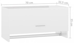 magasfényű fehér szerelt fa ruhásszekrény 70 x 32,5 x 35 cm