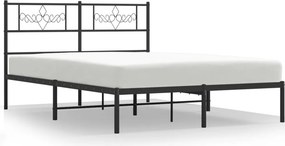 vidaXL fekete fém ágykeret fejtámlával 120 x 200 cm