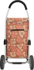 Barna virágos prémium bevásárlókocsi kerekeken "Aluman"