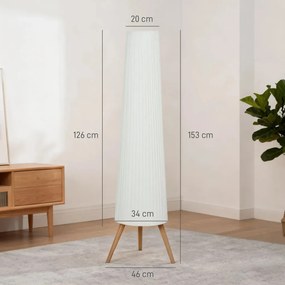 HOMCOM LED Állólámpa nappaliba, fa állvánnyal, lábkapcsolóval, 46 x 46 x 153 cm, fehér