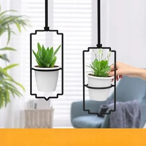 Fekete növénytartó, virágtartó kosár Lógó virágtartók,