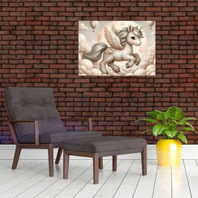 Üveg kép - Egyszarvú a felhőkben (70x50 cm)