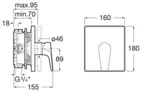 Roca A5A2B90C00 - ATLAS falba süllyesztett zuhanycsaptelep, fényes króm