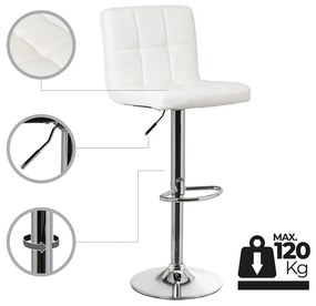 Fehér bőr utánzat állítható magasságú bárszék szett 2 db-os (ülésmagasság 93 cm) – Casa Selección