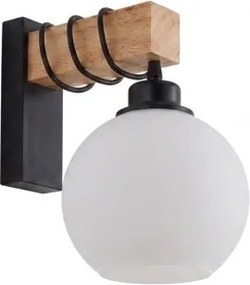 Brilagi - Fali lámpa WOOD GLASS 1xE27/60W/230V fenyő/fekete/fehér