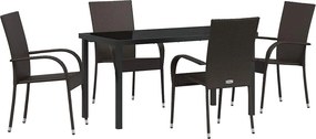 vidaXL Kert étkező szett 5 pcs Barna Porszórt acél