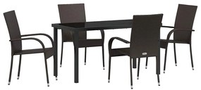 vidaXL Kert étkező szett 5 pcs Barna Porszórt acél