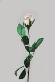 Rózsaszín műrózsa szárral és levelekkel 65cm