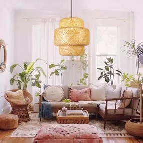 Immax 08268L - Csillár zsinóron HILO 1xE27/40W/230V átm. 47 cm bambusz