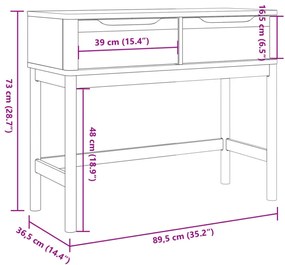 FLORO viaszbarna tömör fenyőfa tálalóasztal 89,5 x 36,5 x 73 cm