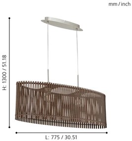 Eglo 96201 - Csillár SENDERO 2xE27/60W/230V