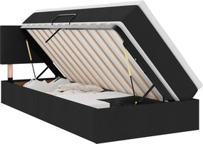 vidaXL Ágy tárolóval és matraccal matracmal Fekete 90 x 200 cm Faanyag