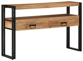 Végasztalok Fekete 120x33x75 cm Tömör akácfa és fém