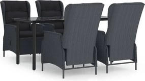 vidaXL 5 részes sötétszürke kerti étkezőgarnitúra
