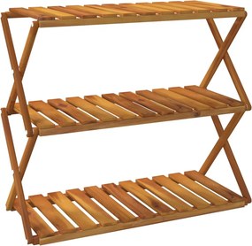 vidaXL 3 szintes barna tömör akácfa összecsukható polc 70 x 31 x 63 cm