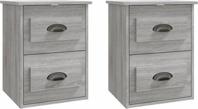 vidaXL 2 db szürke sonoma falra szerelhető éjjeliszekrény 41,5x36x53cm