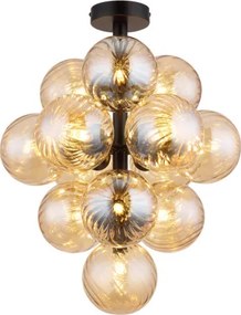 Globo 56146D Mennyezeti lámpa, fém matt fekete, borostyánszínű üveggolyók, ø: 395mm, M: 500mm, 13x G9 LED 4W 230V izzók nélkül