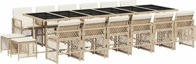 vidaXL 17 részes bézs polyrattan kerti étkezőgarnitúra párnákkal