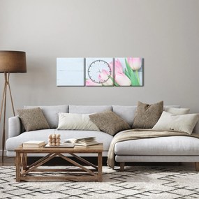 Kép - tulipán csokor (órával) (90x30 cm)