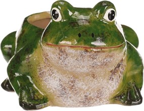 Kerámia virágtartó béka formában zöld