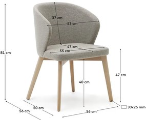 Bézs kárpitozott étkezőfotel Darice – Kave Home