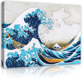 Vászonkép 80x60 Nagy Hullám Kanagawa Hokusai Japán tenger vihar Fuji hegy