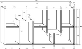 Polcos tároló könyvespolc 120x20x60cm barna KH15-1