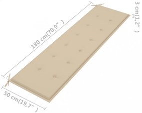 bézs oxford szövet kerti padpárna 180 x 50 x 3 cm