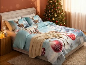 3D pamut ágynemű DEER WITH DECORATION kék, 100% pamut Ágyneműhuzat mérete: 70 x 90 cm | 140 x 200 cm