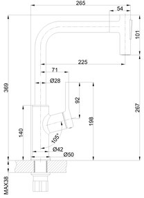 Invena Farsala, magas mosogató csaptelep 2 funkciós kihúzható kifolyóval h-369, fekete matt, INV-BZ-40-L04-S