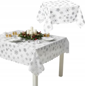 Abrosz karácsonyi fehér asztalra 220x140cm Karácsonyi elegáns mintával