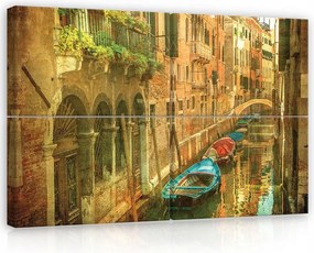 Vászonkép falikép Velence város csónakok 120x80