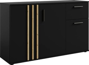 Komód, 3D1S, fekete/artisan tölgy, TOLIS TYP 2