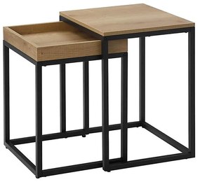 ELDUR 2 darabos kisasztal szett barna/fekete