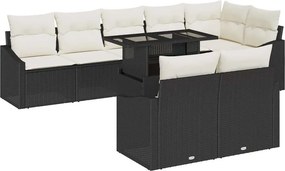 vidaXL Kerti Kanapé Szett párnával tárolóval 9 pcs Fekete és krémszínű