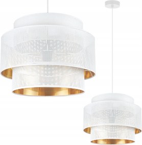 Függő Lámpa Mennyezeti Csillár Fehér Lámpaernyővel, Arany Középpel 40CM