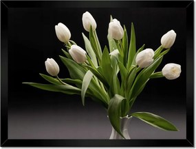 Poszterek keretben 40x30 Fehér tulipánok vázában