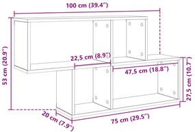 fekete szerelt fa fali polc 100 x 20 x 53 cm