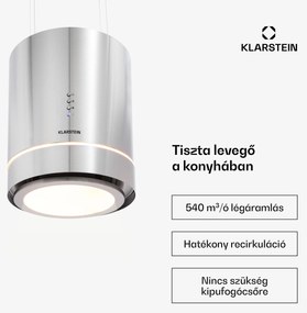 Klarstein Tron Ambience, sziget szagelszívó, Ø 38 cm, légkeringetés, 540 m³/ó, LED, nemesacél