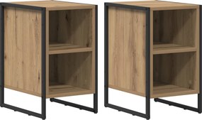 vidaXL Éjjeli asztal 2 pcs Művészi tölgy 39.5 x 30 x 50 cm Faanyag