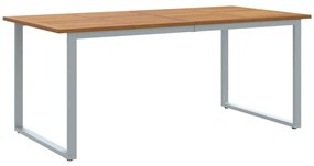 Kültéri Étkezőasztal Szürke 180x90x75 cm Acél&amp;Masszív Akác Fa